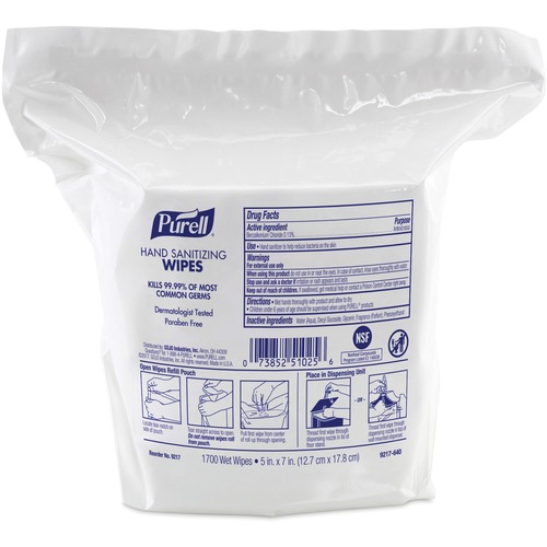 HAND SANITIZING WIPES, 8.25 X 14.06, FRESH CITRUS SCENT, 1700 WIPES/POUCH, 2 POUCHES/CARTON