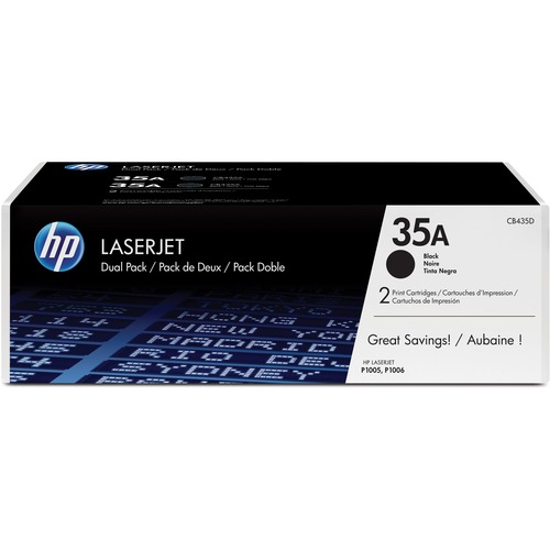 Hewlett-Packard  Toner Cartridges, 1500 Page Yield, Dual Pack, 2/BX, Black