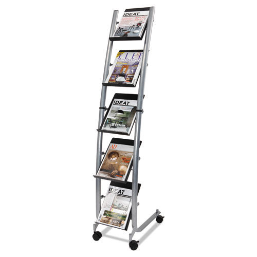 MOBILE LITERATURE DISPLAY, 13.38W X 20.13D X 65.38H, SILVER GRAY/BLACK