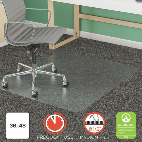 SUPERMAT FREQUENT USE CHAIR MAT FOR MEDIUM PILE CARPET, 36 X 48, RECTANGULAR, CLEAR