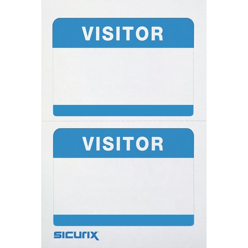 Baumgartens  Visitor Badge, 100/BX, White/Blue