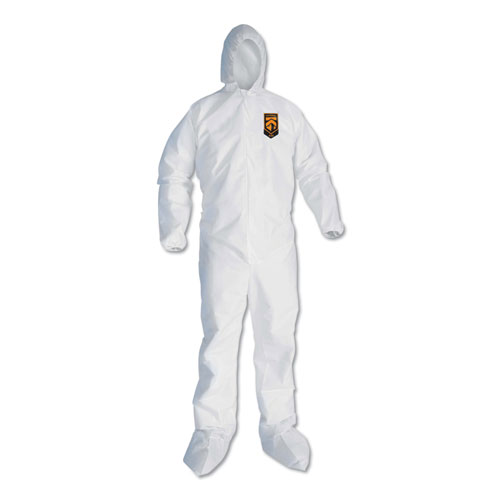 A30 ELASTIC BACK AND CUFF HOODED/BOOTS COVERALLS, WHITE, 4X-LARGE, 21/CARTON