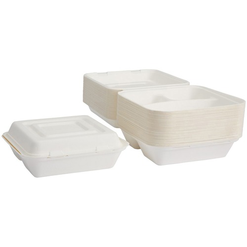 Dixie Foods  Food Container, 3-Compartment, 9" Dia, 50/PK, White