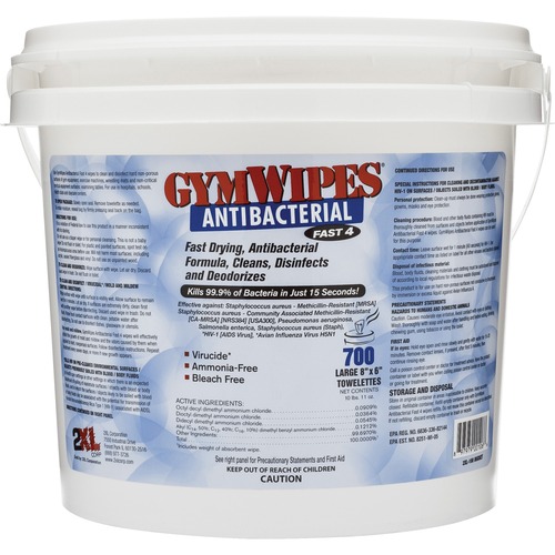 2XL CORP  Disinfecting Wipes, Antibacterial, 6"x8", 700Shts/Bucket, WE