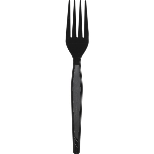 PLASTIC CUTLERY, HEAVYWEIGHT FORKS, BLACK, 1,000/CARTON