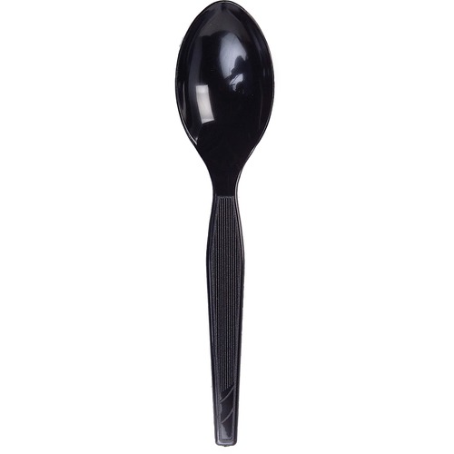 PLASTIC CUTLERY, HEAVY MEDIUMWEIGHT TEASPOONS, BLACK, 1,000/CARTON