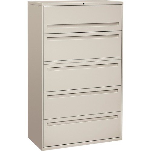 700 SERIES FIVE-DRAWER LATERAL FILE WITH ROLL-OUT SHELVES, 42W X 18D X 64.25H, LIGHT GRAY
