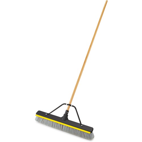 Rubbermaid Commercial Products  Push Broom,w/Squeegee,3" Bristles,24"W,15/16" Dia Handle