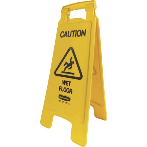 Caution Wet Floor Floor Sign, Plastic, 11 X 12 X 25, Bright Yellow