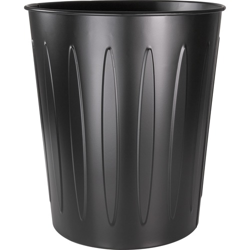 Genuine Joe  Wastebasket, Fire-Safe, Metal, 6 Gal, 13"Diax14"H, Black