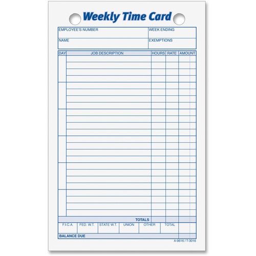 FORM,TIME CARD,WK,4.25X6.75