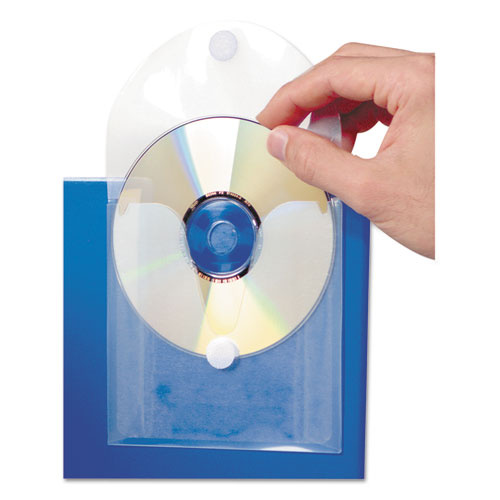 CD POCKET, CLEAR/WHITE, 5/PACK