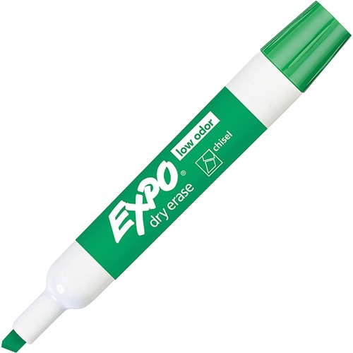 LOW-ODOR DRY-ERASE MARKER, BROAD CHISEL TIP, GREEN, DOZEN