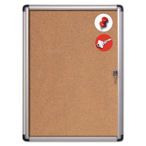 Slim-Line Enclosed Cork Bulletin Board, 28 X 38, Aluminum Case