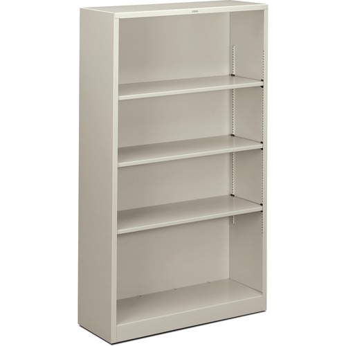 Metal Bookcase, Four-Shelf, 34-1/2w X 12-5/8d X 59h, Light Gray