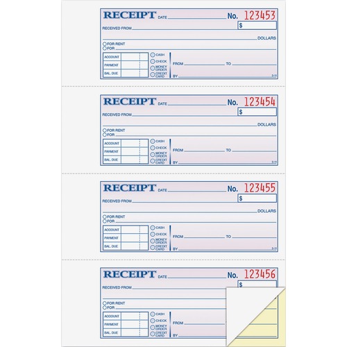 BOOK,CARBNLESS,RENT/RECEIPT