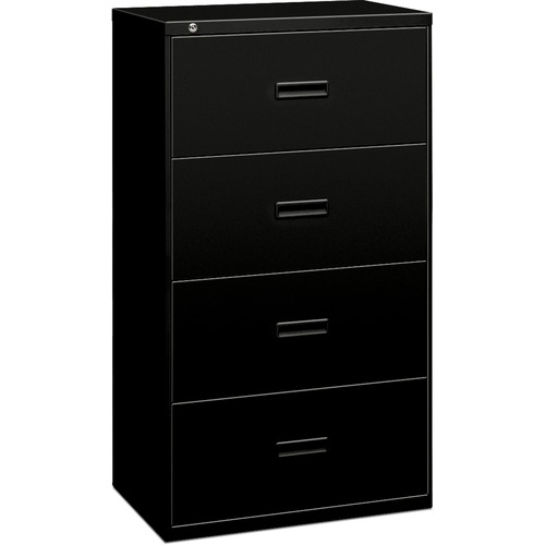 400 SERIES FOUR-DRAWER LATERAL FILE, 36W X 18D X 52.5H, BLACK