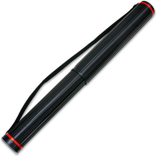 Chartpak  Telescoping Document Tube,w/Strap,26" to 43-3/8"L,3-1/2"D,BK