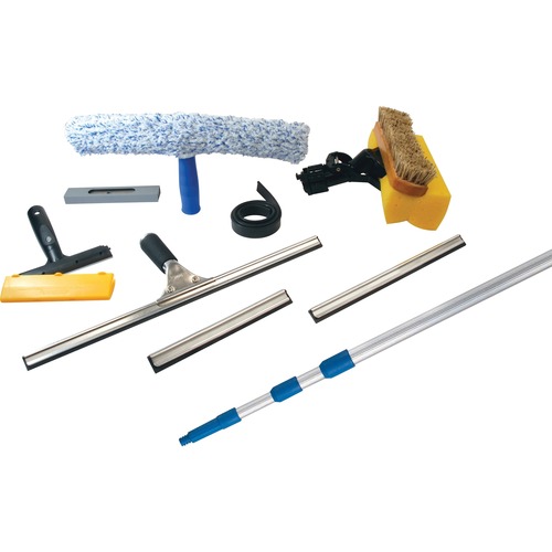 Ettore Products  Window Cleaning Kit, 10-1/4"Wx2-3/4"Lx55"H, Blue/Silver