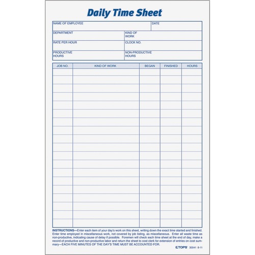 FORM,TIMESHEET,DLY,6X9.5