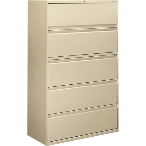 The HON Company  5-Drawer Lateral File, W/Lock, 42"x19-1/4"x67", Putty