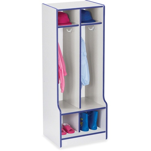 Jonti-Craft, Inc.  Coat Locker, w/Step, 2 Section, 50.5"x20"x17.5", Blue