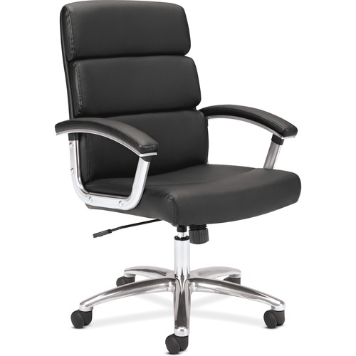 TRACTION HIGH-BACK EXECUTIVE CHAIR, SUPPORTS UP TO 250 LBS., BLACK SEAT/BLACK BACK, POLISHED ALUMINUM BASE