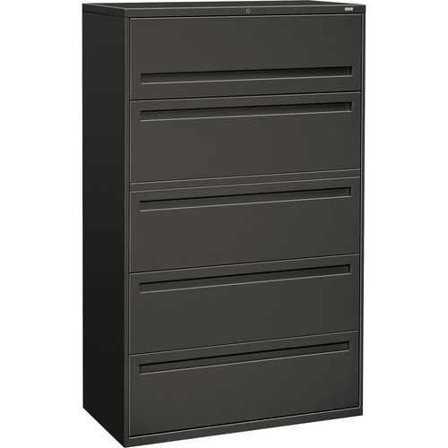 700 SERIES FIVE-DRAWER LATERAL FILE WITH ROLL-OUT SHELVES, 42W X 18D X 64.25H, CHARCOAL