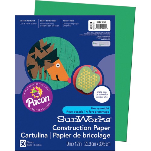 CONSTRUCTION PAPER, 58LB, 9 X 12, HOLIDAY GREEN, 50/PACK