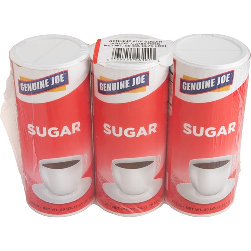 Genuine Joe  Sugar, Reclosable Lid, 20 oz. Canister, 3/PK