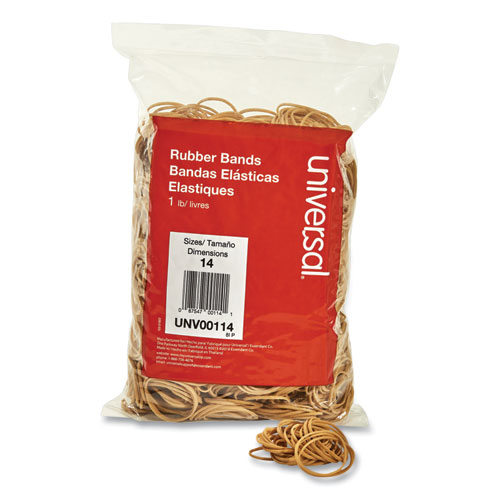 RUBBER BANDS, SIZE 14, 0.04" GAUGE, BEIGE, 1 LB BOX, 2,200/PACK