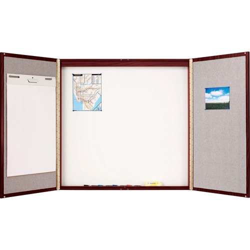 Cabinet, Fabric/porcelain-On-Steel, 48 X 48 X 2, Beige/white, Mahogany Frame