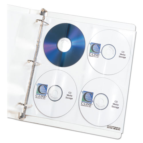 DELUXE CD RING BINDER STORAGE PAGES, STANDARD, STORES 8 CDS, 5/PACK