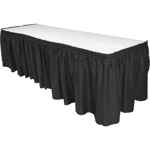 Genuine Joe  Table Skirting, Pleated Polyester, 29"x14 ft., 6/CT, Black