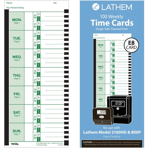 TIMECARDS,THERMAL,100PK