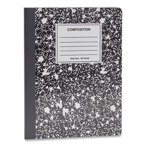 COMPOSITION BOOK, WIDE/LEGAL RULE, BLACK MARBLE COVER, 9.75 X 7.5, 100 SHEETS