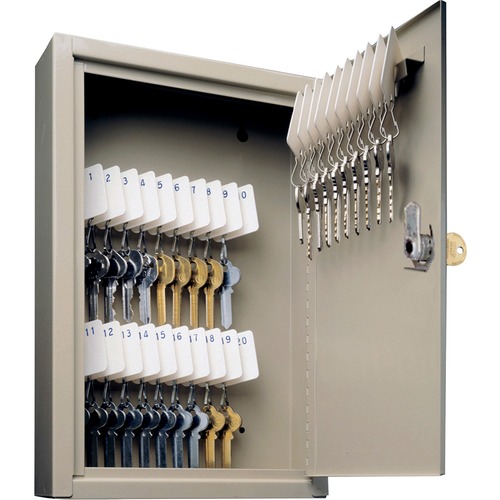 Uni-Tag Key Cabinet, 30-Key, Steel, Sand, 8 X 2 5/8 X 12 1/8
