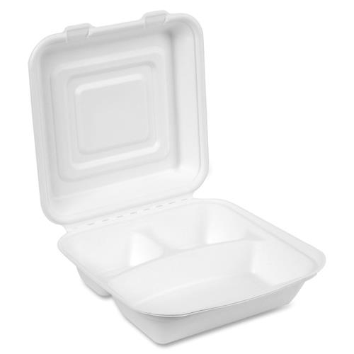 Dixie Foods  Food Container, 3-Compartment, 9" Dia, 250/CT, White