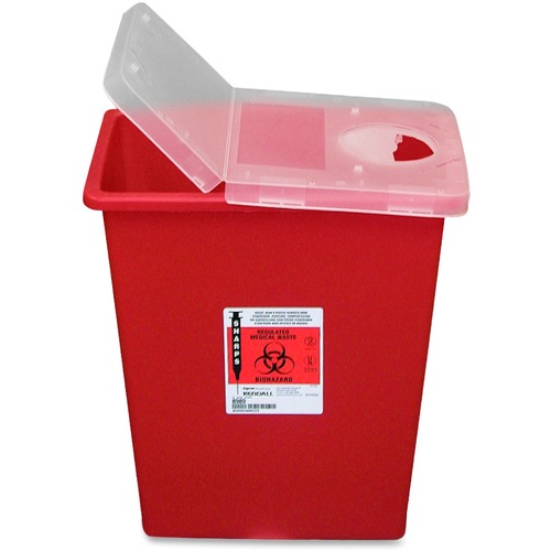 Covidien  Biohazard Sharps Container W/Hinged Lid/Rotor, 8 Gal., Red