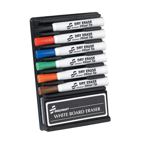 7520013527321 SKILCRAFT 6-MARKER DRY ERASE KIT, BROAD CHISEL TIP, ASSORTED COLORS, 6/SET