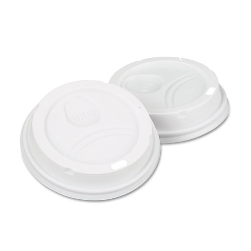 Dome Drink-Thru Lids,10-16 Oz Perfectouch;12-20 Oz Wisesize Cup, White, 50/pack