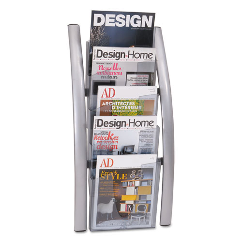 WALL LITERATURE DISPLAY, 13W X 3.5D X 28.5H, SILVER GRAY/TRANSLUSCENT