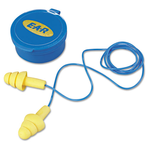 E A R Ultrafit Multi-Use Earplugs, Corded, 25nrr, Yellow/blue, 50 Pairs