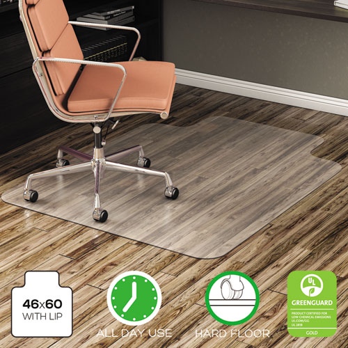 ECONOMAT ALL DAY USE CHAIR MAT FOR HARD FLOORS, LIP, 46 X 60, LOW PILE, CLEAR