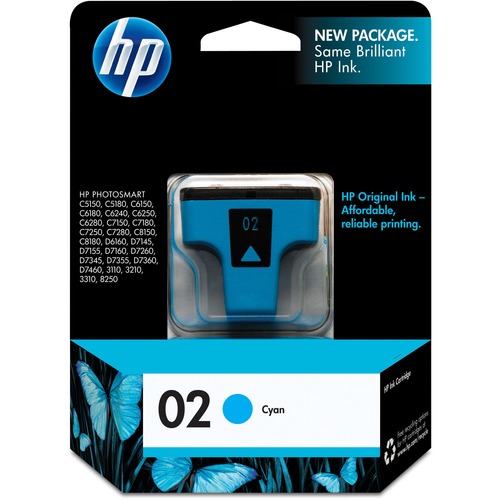 Hewlett-Packard  HP 02 Inkjet Cartridge, 400 Page Yield, Cyan