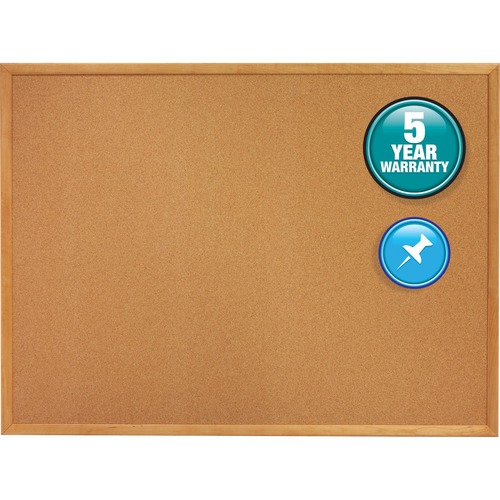 Classic Series Cork Bulletin Board, 36 X 24, Oak Finish Frame