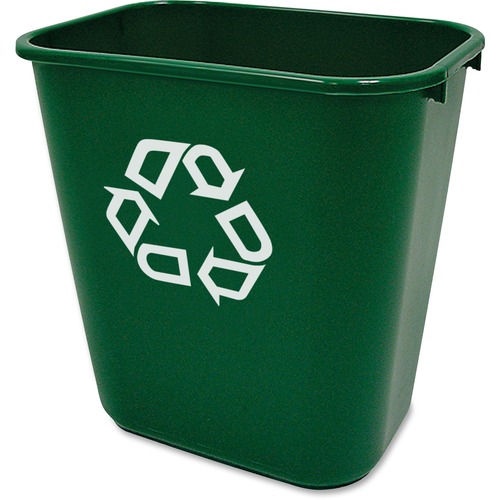 Rubbermaid Commercial Products  Deskside Recycling Bin, 10-1/4"x14-2/5"x15", 12/CT, Green