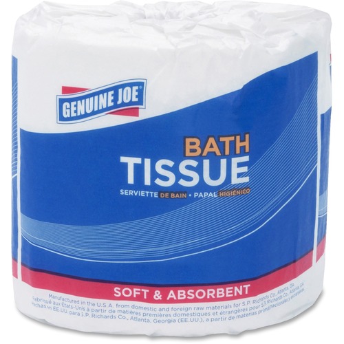 Genuine Joe  Bathroom Tissue, 2-Ply, 400 Sheets/Roll, 96/CT, White