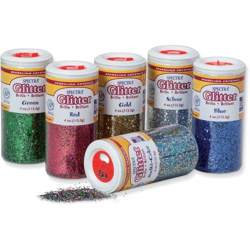 GLITTER,ASSORTED,4OZ,6PK