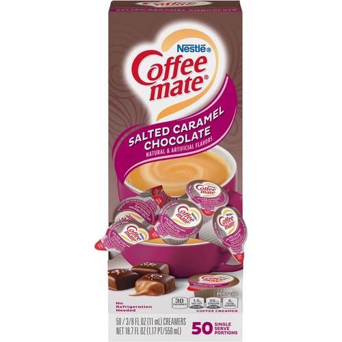 LIQUID COFFEE CREAMER, SALTED CARAMEL CHOCOLATE, 0.38 OZ MINI CUPS, 50/BOX